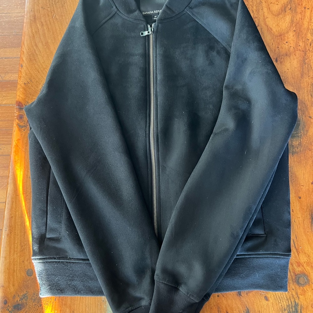 Banana Republic Black Bomber Jacket with Stand-Up Collar